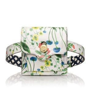 Tory Burch Robinson Botanical Floral Watercolor Leather Belt Bag/Fanny Pack
